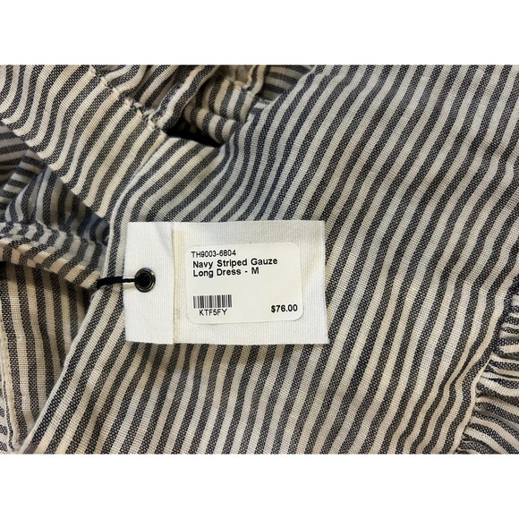 MIOU MUSE Navy Striped Gauze Maxi Dress Sleeveless Medium NWT - Picture 5 of 8